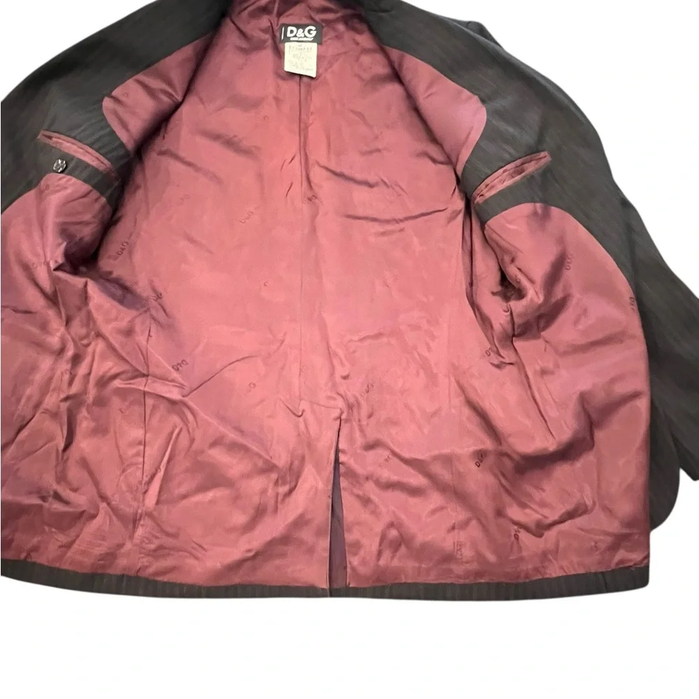 Dolce & Gabbana Mens Black Red Pin Stripe Blazer Jacket Vintage Luxury 36 COA‎